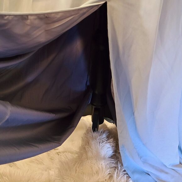 Lulu's NWT Slate Blue Floor Length Chiffon Ruffle Embellished Gown, Size M (6-8) - Picture 10 of 12